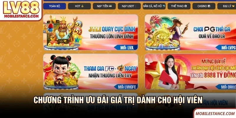 Chương trình ưu đãi giá trị dành cho hội viên LV88 Chương trình ưu đãi giá trị dành cho hội viên LV88